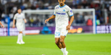 Iliman NDIAYE of Marseille during the friendly match between Olympique de Marseille and Bayer Leverkusen on August 2, 2023 in Marseille, France. (Photo by Johnny Fidelin/Icon Sport)