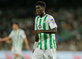 Assane Diao of Real Betis during the La Liga match between Real Betis and Valencia CF played at Benito Villamarin Stadium on October 1 in Sevilla, Spain. (Photo by Antonio Pozo / Pressinphoto / Icon Sport)