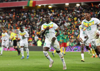 LENS, FRANCE - OCTOBER 16: Sadio Mane of Senegal celebrates after scoring a goal to make it 1-0 during the International Friendly match between Senegal and Cameroon at Stade Bollaert-Delelis on October 16, 2023 in Lens, France. (Photo by Matthew Ashton - AMA/Getty Images)