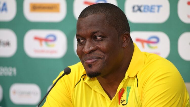 Guinea coach Kaba Diawara during the post match press conference after the 2021 Africa Cup of Nations Afcon Finals football match between Senegal and Guinea at Kouekong Stadium in Bafoussam, Cameroon on 14 January 2022 ©Shaun Roy/BackpagePix