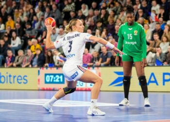 Alicia TOUBLANC of France during the Women's Tournament French Cup match between France and Senegal at Palais des Sports Caen on November 24, 2023 in Caen, France. (Photo by Hugo Pfeiffer/Icon Sport via Getty Images)