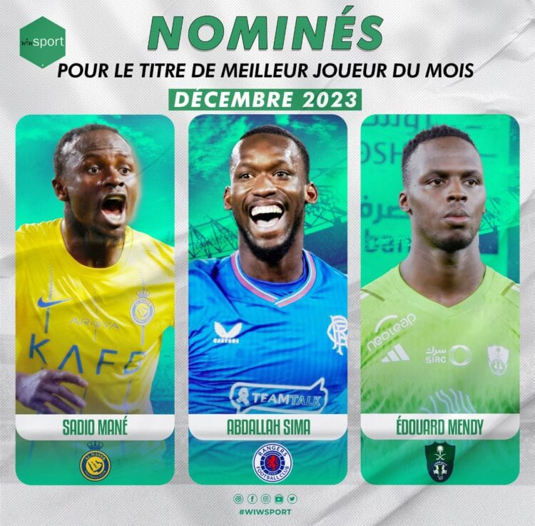 Sadio Mané, Abdallah Sima, Edouard Mendy : Votez pour le meilleur joueur #wiwsport du mois de Décembre 2023 - wiwsport