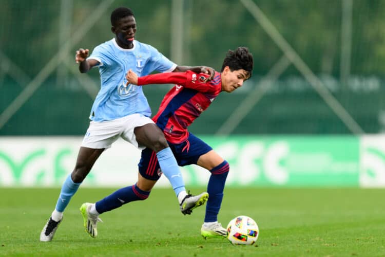 240208 Mamadou Diagne of Malmö FF and Alejandro Urzua of Dallas during the friendly football match between Dallas and Malmö FF on February 8, 2024 in Marbella. 
Photo: Mathilda Ahlberg / BILDBYRÅN / kod MA / MA0611