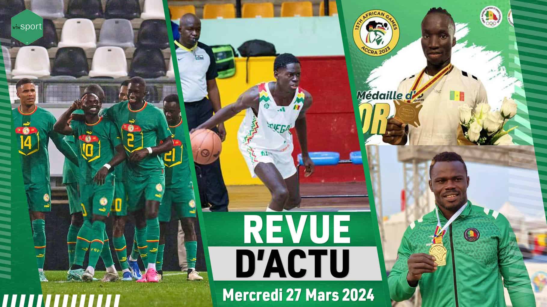 REVUE SU 27 MARS : Les Lions du Sénégal assurent le minimum face aux Guépards, bilan jeux africains 2024, Tournoi de l' Amitié U18, lutte Qualif JO 2024 ... - wiwsport REVUE SU 27 MARS : Les Lions du Sénégal assurent le minimum face aux Guépards, bilan jeux africains 2024, Tournoi de l' Amitié U18, lutte Qualif JO 2024 ... - wiwsport