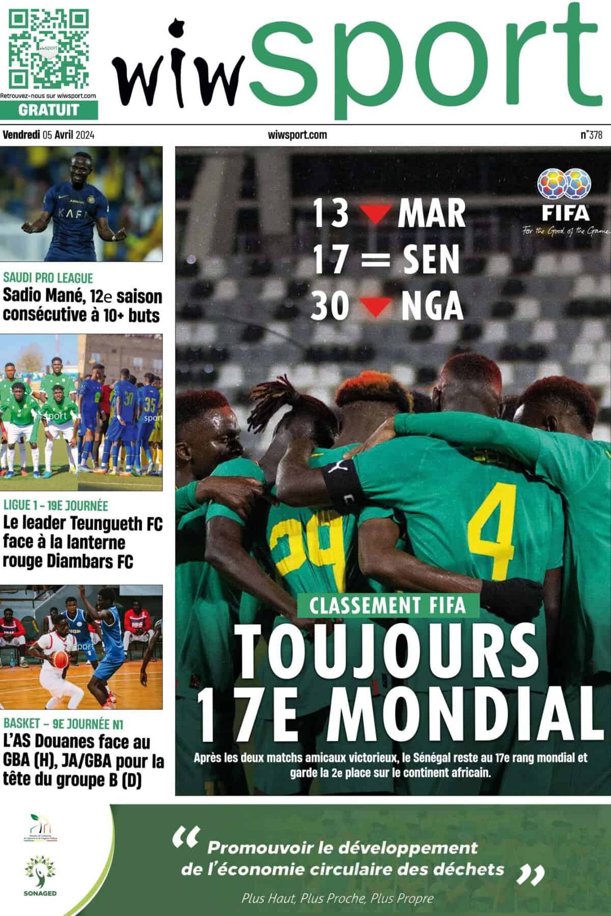 Journal wiwsport du vendredi 05 avril #378 - wiwsport Journal wiwsport n378 - 05 avril 2024