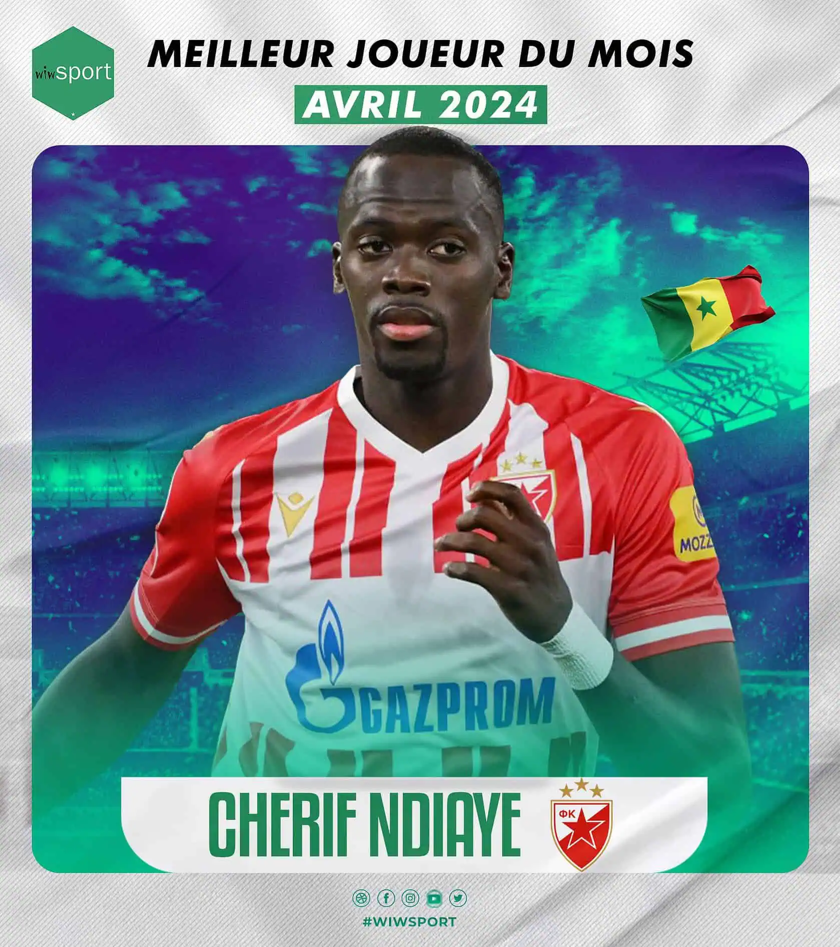 WIWSPORT - Chérif Ndiaye élu meilleur joueur sénégalais du mois d'Avril avec 70% des votes - wiwsport