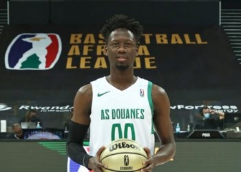 KIGALI, RWANDA - MAY 23: Captain Alkaly Ndour #00 of AS Douanes poses for a photo before a game against the Zamalek at Kigali Arena on May 23, 2021 in Kigali, Rwanda. (Photo by Nicole Sweet/BAL/Basketball Africa League via Getty Images)