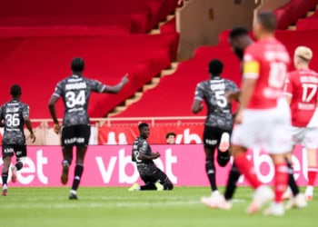 18 Lamine CAMARA (fcm) during the Ligue 1 Uber Eats match between Association Sportive de Monaco Football Club and Football Club de Metz at Stade Louis II on October 22, 2023 in Monaco, Monaco. (Photo by Philippe Lecoeur/FEP/Icon Sport via Getty Images)