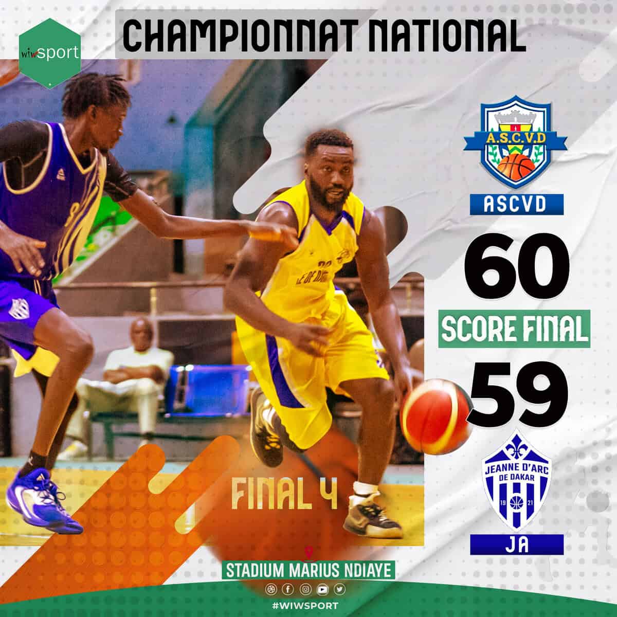 Final 4 –  N1 Masculin : L'ASCVD s'impose à l'arrachée contre la JA (60-59) et s'offre une sérieuse option avant la manche retour - wiwsport