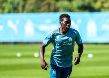 Ismaila SARR of Marseille during the training session of Olympique de Marseille at Centre Robert-Louis Dreyfus on July 8, 2024 in Marseille, France. (Photo by Johnny Fidelin/Icon Sport via Getty Images)