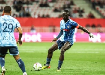 Arouna SANGANTE of Le Havre AC during the Ligue 1 Uber Eats match between Nice and Le Havre at Allianz Riviera on May 10, 2024 in Nice, France.(Photo by Johnny Fidelin/Icon Sport via Getty Images)