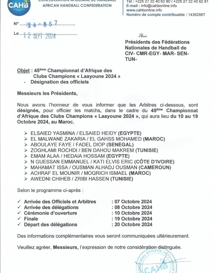 Championnat d'Afrique des Clubs Champions : le tandem d'arbitres Abdou Faye-Fadel Diop choisi pour la compétition - wiwsport