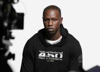 Sep 26, 2022; San Antonio, TX, USA; San Antonio Spurs center Gorgui Dieng (41) poses for photos and video during Media Day. Mandatory Credit: Scott Wachter-USA TODAY Sports