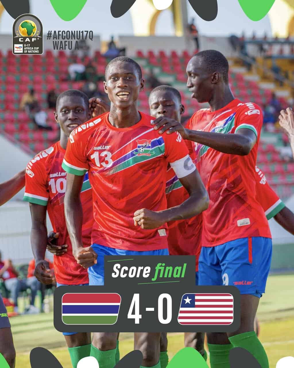UFOA-A U17 : La Gambie rejoint le Sénégal en demi-finales après sa victoire contre le Liberia (4-0) - wiwsport UFOA-A U17 : La Gambie rejoint le Sénégal en demi-finales après sa victoire contre le Liberia (4-0) - wiwsport