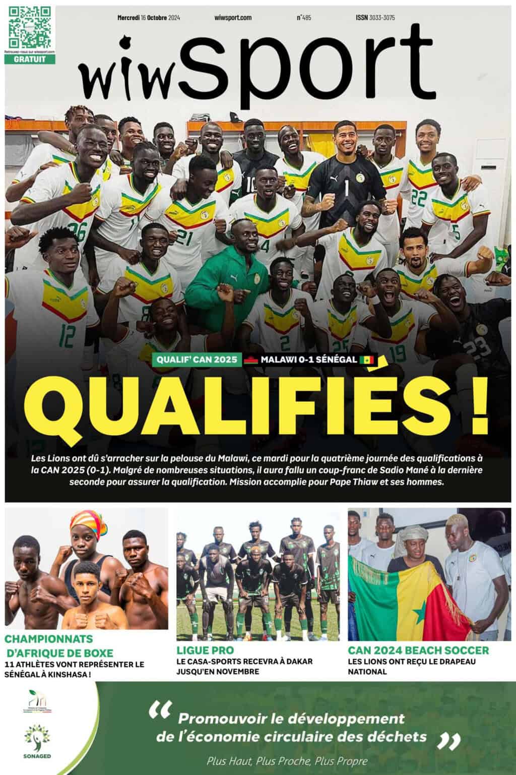Journal wiwsport du Mercredi 16 Octobre #485 - wiwsport
