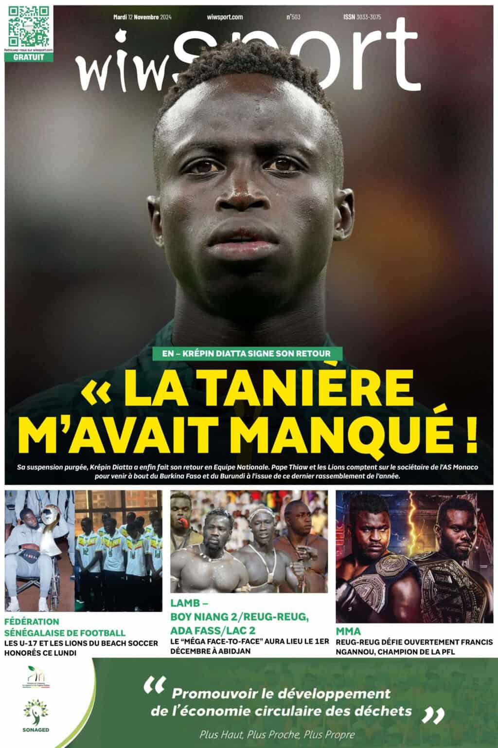 Journal wiwsport du Mardi 12 Novembre #503 - wiwsport Journal wiwsport du Mardi 12 Novembre #503 - wiwsport