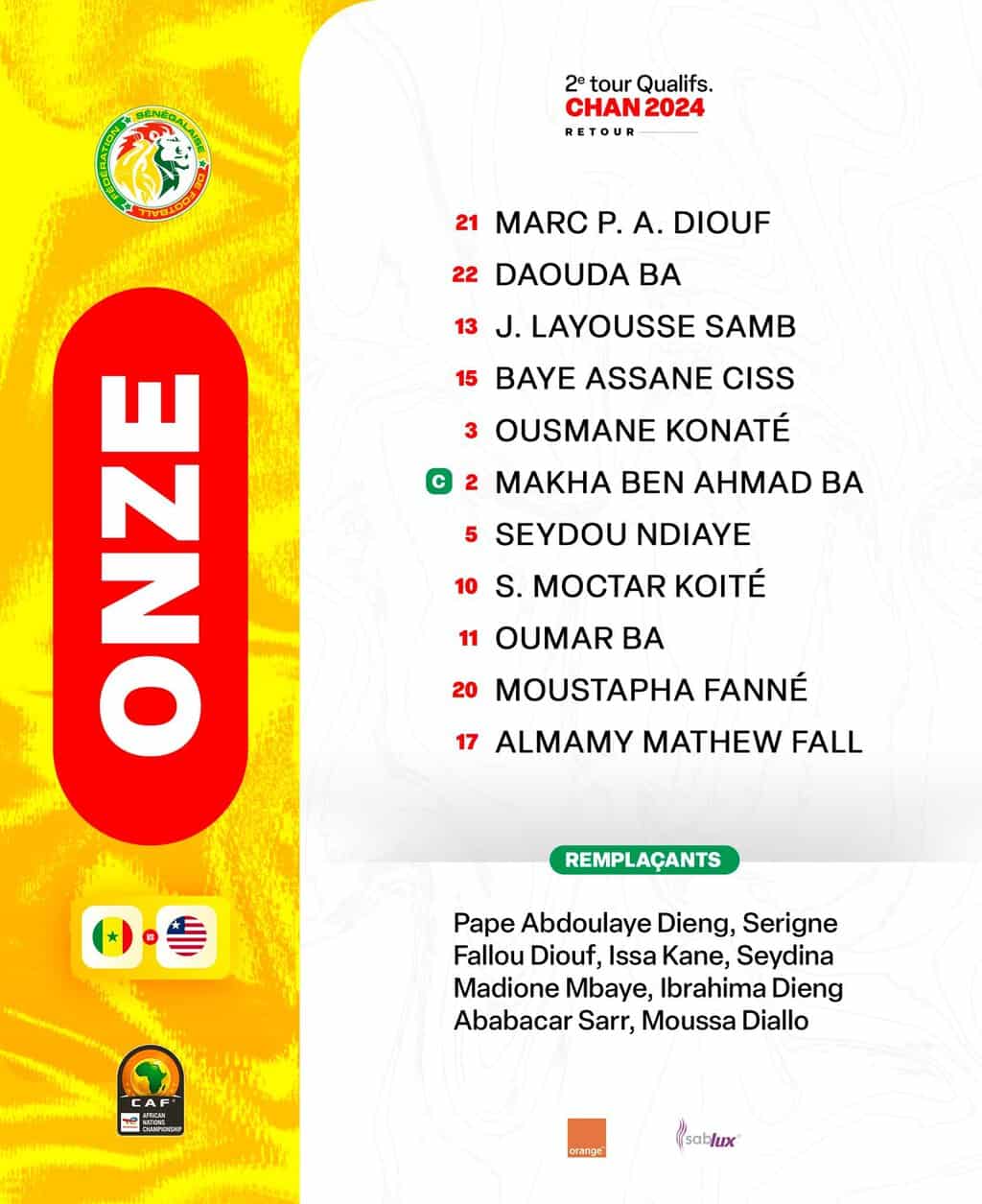 Qualifications CHAN 2025 : Découvrez le onze des Lions Locaux contre le Liberia - wiwsport