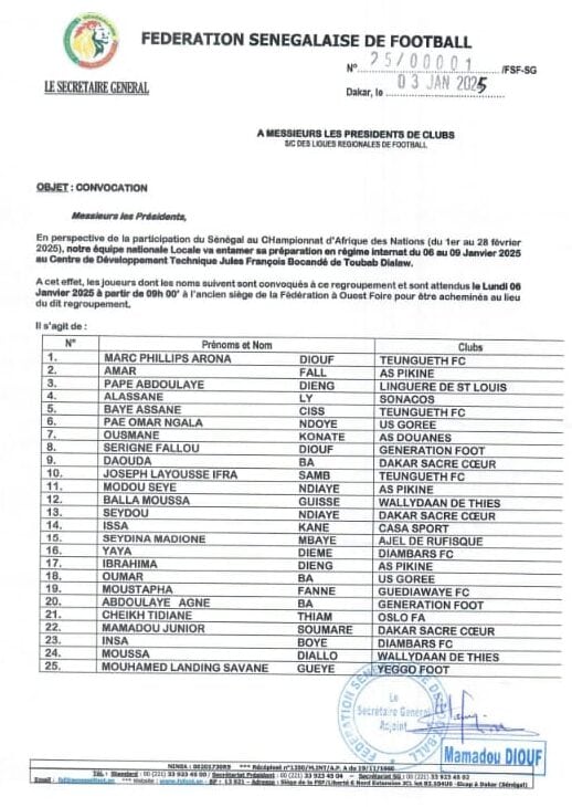 CHAN 2025 : Les Lions locaux lancent leur préparation le 06 janvier - wiwsport