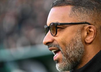 Habib BEYE coach of Red Star during the National match between Red Star and Dijon at Stade Bauer on April 19, 2024 in Saint-Ouen, France.(Photo by Anthony Dibon/Icon Sport via Getty Images)