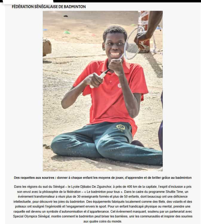 Le Badminton Sénégal brille - La première photo Shuttle Time 2024 récompensée à l’AGA 2025 ! - wiwsport