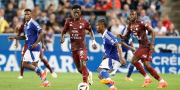 Papa Amadou DIALLO of FC METZ during the Ligue 1 Uber Eats match between Strasbourg and Metz at Stade de la Meinau on May 12, 2024 in Strasbourg, France. (Photo by Loic Baratoux/FEP/Icon Sport via Getty Images)