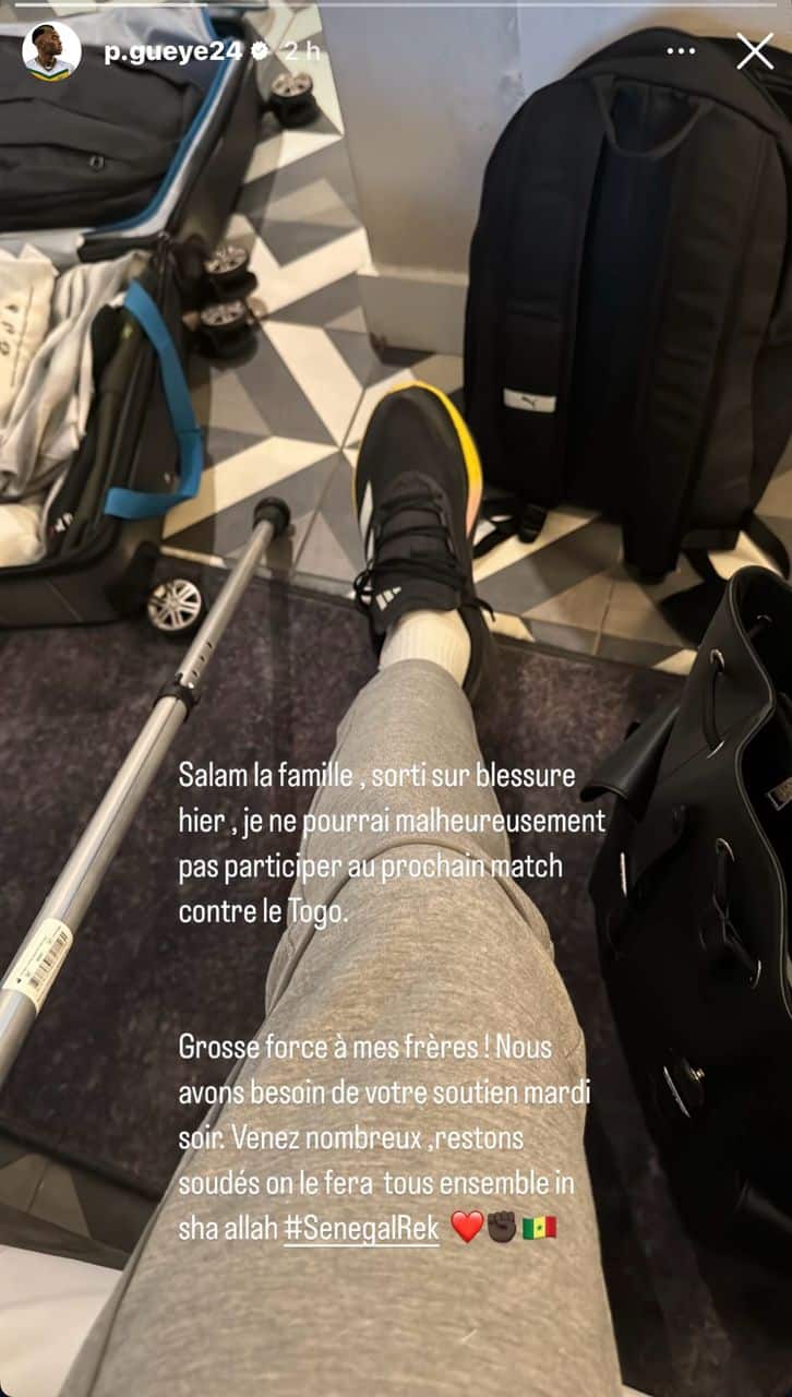 Équipe Nationale - Pape Gueye, blessé, forfait pour Sénégal - Togo ! - wiwsport