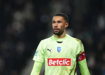 Yehvann DIOUF of Reims during the French Cup match between Angers and Reims at Stade Raymond Kopa on February 25, 2025 in Angers, France. (Photo by Hugo Pfeiffer/Icon Sport via Getty Images)