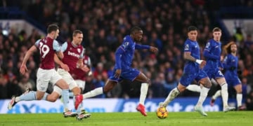 LONDON, ENGLAND - FEBRUARY 03: Nicolas Jackson of Chelsea runs with the ball during the Premier League match between Chelsea FC and West Ham United FC at Stamford Bridge on February 03, 2025 in London, England. (Photo by Chelsea Football Club/Chelsea FC via Getty Images)
