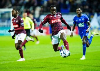 Cheikh Tidiane SABALY of Metz during the French Cup match between Troyes and Metz at Stade de l'Aube on December 20, 2024 in Troyes, France. (Photo by Daniel Derajinski/Icon Sport via Getty Images)