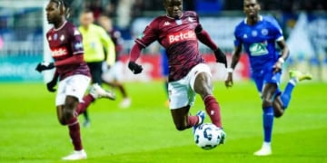 Cheikh Tidiane SABALY of Metz during the French Cup match between Troyes and Metz at Stade de l'Aube on December 20, 2024 in Troyes, France. (Photo by Daniel Derajinski/Icon Sport via Getty Images)