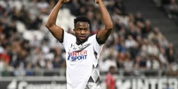 Malick MBAYE of AMIENS during the Ligue 2 BKT match between Amiens and Dunkerque at Stade Cr?dit Agricole La Licorne on April 11, 2025 in Amiens, France. (Photo by Anthony Bibard/FEP/Icon Sport via Getty Images)