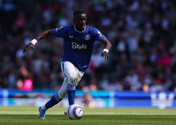 LONDON, ENGLAND - MAY 10: Idrissa Gueye of Everton during the Premier League match between Fulham FC and Everton FC at Craven Cottage on May 10, 2025 in London, England. (Photo by Shaun Brooks - CameraSport via Getty Images)