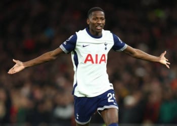 LONDON, ENGLAND - DECEMBER 22: Pape Matar Sarr of Tottenham Hotspur during the Premier League match between Tottenham Hotspur FC and Liverpool FC at Tottenham Hotspur Stadium on December 22, 2024 in London, England. (Photo by Charlotte Wilson/Offside/Offside via Getty Images)