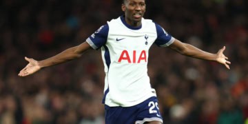 LONDON, ENGLAND - DECEMBER 22: Pape Matar Sarr of Tottenham Hotspur during the Premier League match between Tottenham Hotspur FC and Liverpool FC at Tottenham Hotspur Stadium on December 22, 2024 in London, England. (Photo by Charlotte Wilson/Offside/Offside via Getty Images)