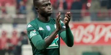 REIMS, FRANCE - JANUARY 14: Krepin Diatta of Monaco salutes the supporters following the French Cup (Coupe de France) football match between Stade de Reims and AS Monaco (ASM) at Stade Auguste Delaune on January 14, 2025 in Reims, France. (Photo by Jean Catuffe/Getty Images)
