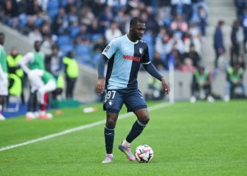 Fodé Ballo-Touré of le Havre during the Ligue 1 MCDonald's match between Le Havre and Monaco at Stade Oceane on April 26, 2025 in Le Havre, France. (Photo by Dave Winter/FEP/Icon Sport via Getty Images)