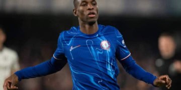 LONDON, ENGLAND - DECEMBER 26: Nicolas Jackson of Chelsea during the Premier League match between Chelsea FC and Fulham FC at Stamford Bridge on December 26, 2024 in London, England. (Photo by Visionhaus/Getty Images)