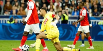PARIS, FRANCE - MAY 24: Reims goalkeeper Yehvann Diouf during the French Cup Final between Paris Saint-Germain (PSG) and Stade de Reims at Stade de France on May 24, 2025 in Saint-Denis near Paris, France.  (Photo by Jean Catuffe/Getty Images)