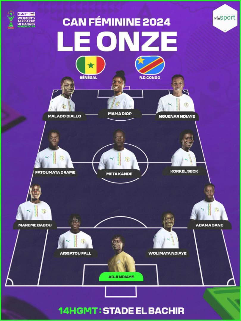 Sénégal - RD Congo : La compo des Lionnes pour leur premier match à la CAN Féminine - wiwsport Sénégal - RD Congo : La compo des Lionnes pour leur premier match à la CAN Féminine - wiwsport