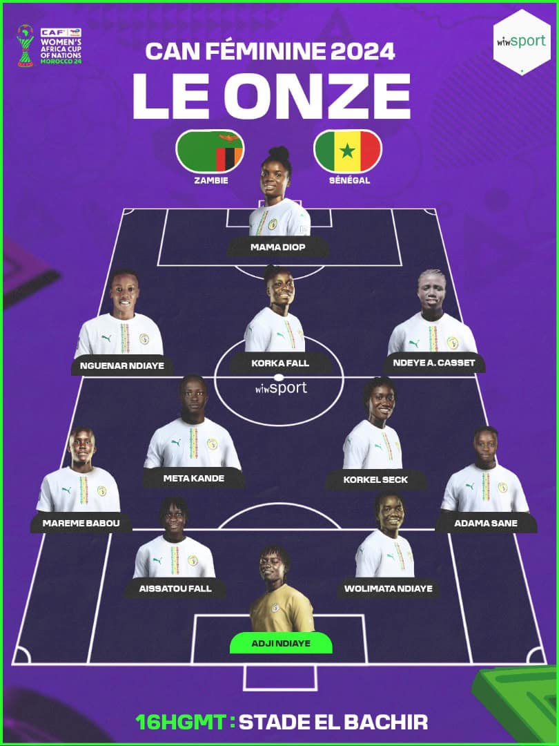 Zambie - Sénégal : La compo des Lionnes pour leur deuxième match de la CAN Féminine - wiwsport