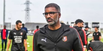 Habib BEYE head coach of Rennes during the friendly match between Rennes and Brest at Stade du Clos Gastel on July 18, 2025 in Dinan, France. (Photo by Philippe Le Brech/Icon Sport via Getty Images)