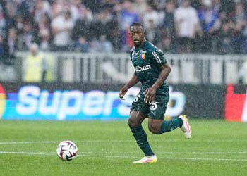 Nampalys MENDY of Lens during the Ligue 1 MCDonald's match between Lyon and Lens at Groupama Stadium on May 4, 2025 in Lyon, France. (Photo by Daniel Derajinski/Icon Sport via Getty Images)