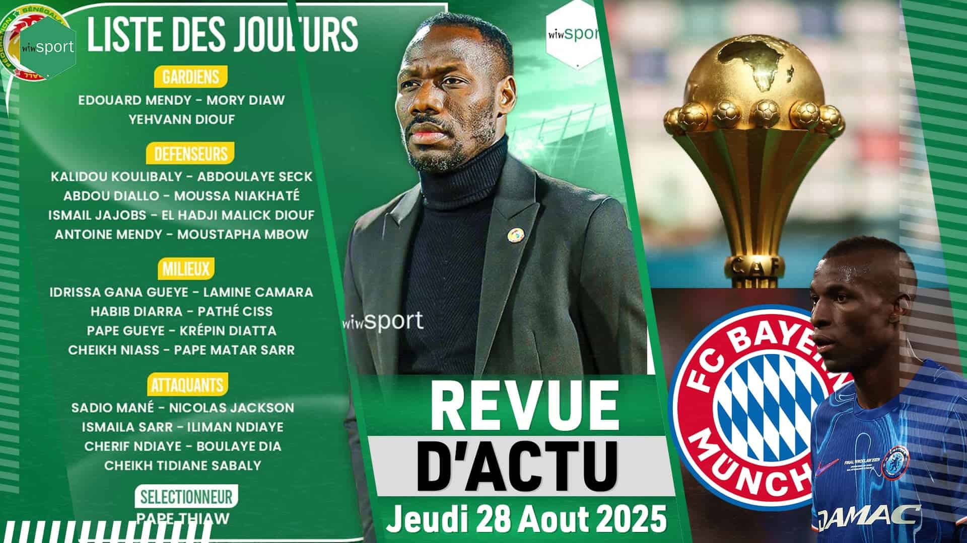 Liste de Pape Thiaw dévoilée comptant pour les 7ème et 8ème journée CMD2026, mercato des Lions ... - wiwsport