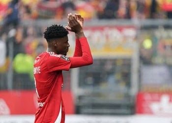 Abdoulaye NDIAYE of Stade Brestois 29 leave card red during the Ligue 1 MCDonald's match between Brest and Lens on April 20, 2025 at Stade Francis Le Ble in Brest, France. (Photo by Eddy Lemaistre/Icon Sport via Getty Images)