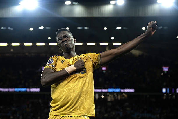 BIRMINGHAM, ENGLAND - AUGUST 31: Ismaila Sarr of Crystal Palace celebrates after scoring a goal during the Premier League match between Aston Villa and Crystal Palace at Villa Park on August 31, 2025 in Birmingham, United Kingdom. (Photo by Sebastian Frej/Getty Images)