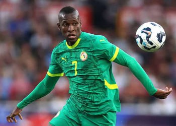 NOTTINGHAM, ENGLAND - JUNE 10: Nicolas Jackson of Senegal controls the ball during the international friendly match between England and Senegal at City Ground on June 10, 2025 in Nottingham, England. (Photo by Nigel French/Sportsphoto/Allstar via Getty Images)