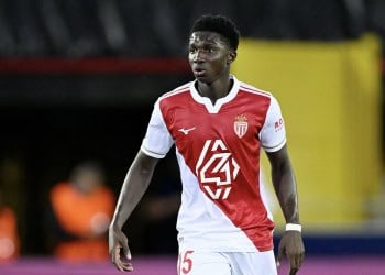 BRUGGE, BELGIUM - SEPTEMBER 18: Lamine Camara of AS Monaco  during the UEFA Champions League  match between Club Brugge v AS Monaco at the Jan Breydel Stadium on September 18, 2025 in Brugge Belgium (Photo by Gerrit van Keulen/Soccrates/Getty Images)