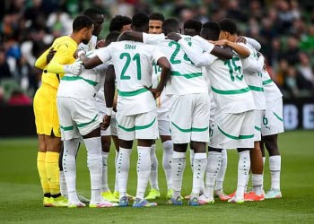 Dublin , Ireland - 6 June 2025; Senegal players huddle before the international friendly match between Republic of Ireland and Senegal at the Aviva Stadium in Dublin. (Photo By Stephen McCarthy/Sportsfile via Getty Images)