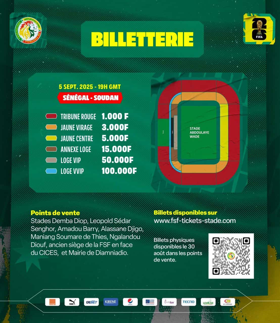 Sénégal vs Mauritanie : La FSF augmente les prix des billets du stade Abdoulaye Wade ! - wiwsport Sénégal vs Mauritanie : La FSF augmente les prix des billets du stade Abdoulaye Wade ! - wiwsport