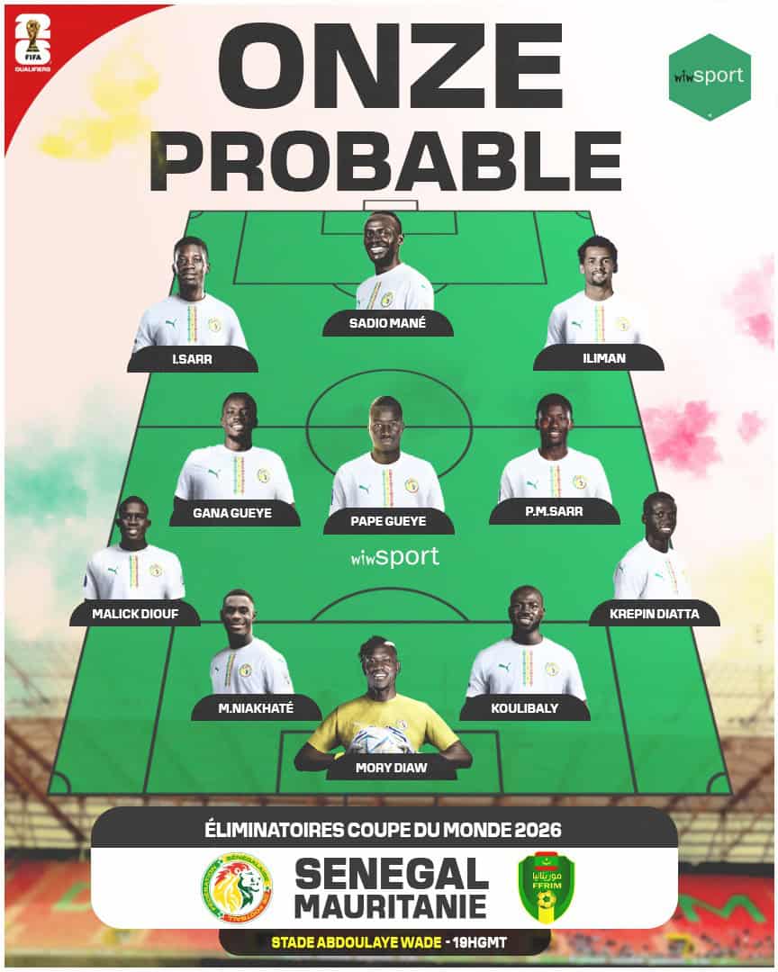 Qualifs Mondial 2026 : Les Lions sans Nicolas Jackson mais avec Mory Diaw comme gardien et Sadio Mané en faux 9 face à la Mauritanie ? - wiwsport Qualifs Mondial 2026 : Les Lions sans Nicolas Jackson mais avec Mory Diaw comme gardien et Sadio Mané en faux 9 face à la Mauritanie ? - wiwsport